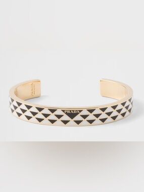 Prada Enamel Triangle Logo Enamel Cuff Bracelet